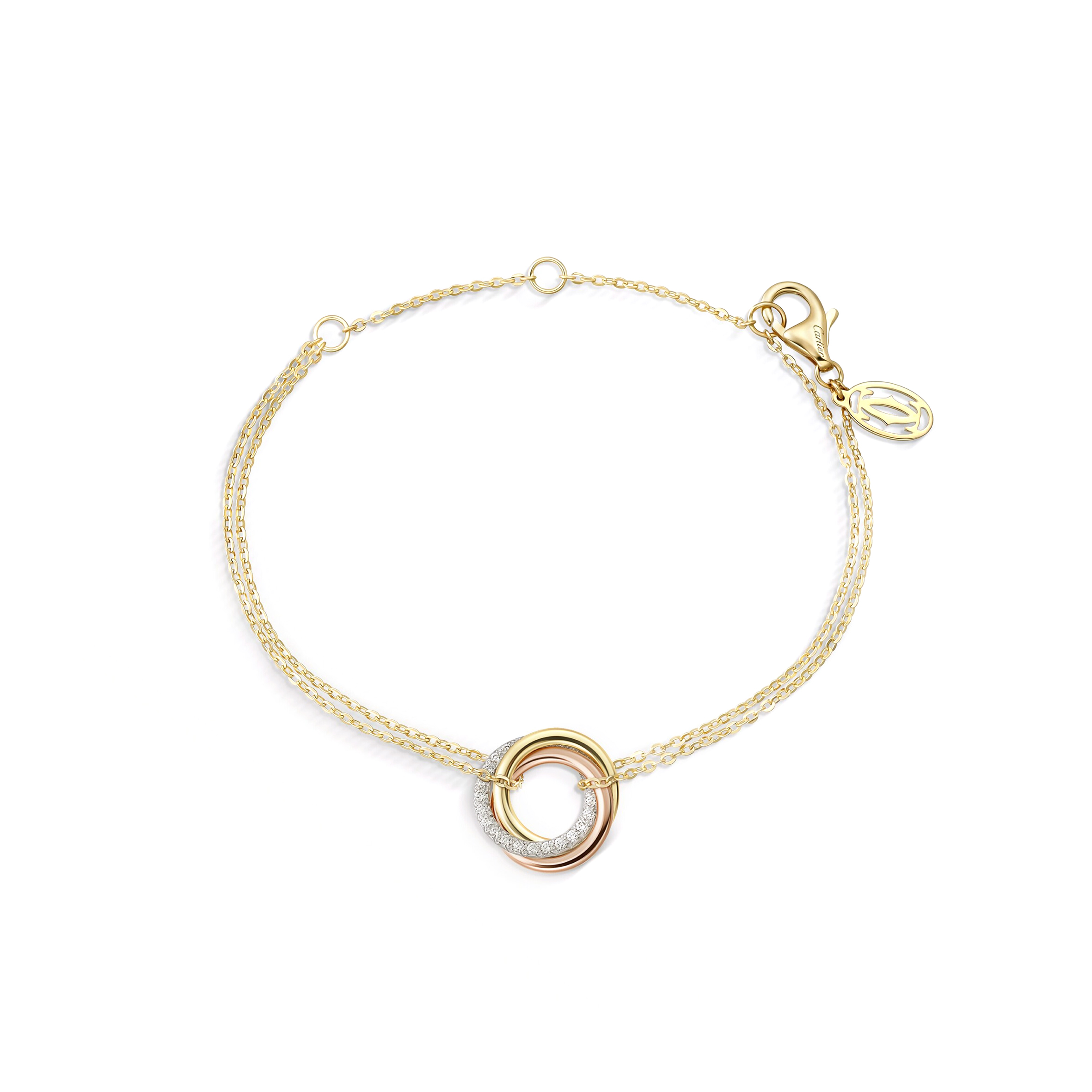 CARTIER TRINITY 18K WHITE GOLD, 18K YELLOW GOLD, 18K ROSE GOLD, DIAMOND BRACELET B6069815 CARTIER TRINITY 18K WHITE GOLD, 18K YELLOW GOLD, 18K ROSE GOLD, DIAMOND BRACELET B6069815